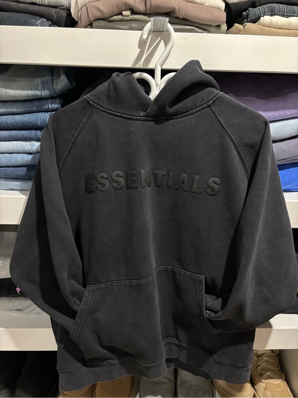 ESSENTIALS Black Hoodie Sweater